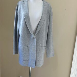 Talbots Light Gray Women's sweater Jacket - Casual Single-Button Coat